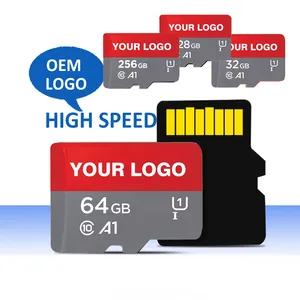 Cartões de memória A1 C10 U1 Micro SD de baixo preço de fábrica, cartão TF de 32GB 64GB 128GB 256GB para monitor de vigilância e câmera de painel de telefone