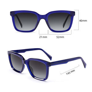 Lunettes de soleil unisexes Steampunk en acétate Nouveau UV400 Carré Tortue Bleu/Gris Monture Personnalisée Classique Rétro Designer Lunettes - Product Image 2