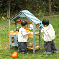 Ensemble de cuisine en bois d'extérieur pour enfants - Maison de jeu éducative Montessori avec design résistant aux intempéries