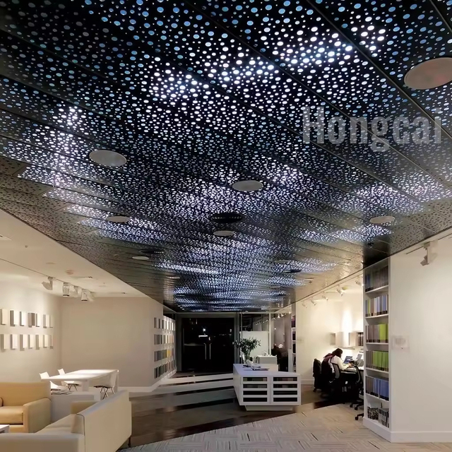 Custom Factory Perforated Aluminum Light Panels with Designs Decorative Commercial Lighting Metal Holed Ceiling Systems