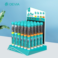 Set Kabel Ponsel Devia 1M Black Aluminum Alloy Woven 4-in-1 USB Type-C 3A Pengisian Daya dengan Selubung PVC dan Fitur Cetak, Dikemas dalam Kotak