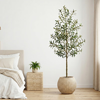 Künstlicher Olivenbaum 180cm mit Früchten zum Fabrikpreis, Premium Schwarzer Topf, UV-Beständig für den Garten