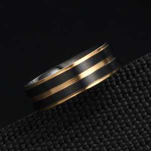 Men's <b>Titanium</b> Steel <b>Ring</b> SA1017 Geometric Gradient Color Electroplated Gold Fashion Jewelry Gift - Product Image 3
