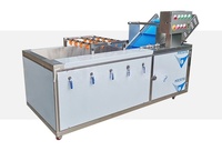 Commerciële roestvrijstalen automatische fruit-, groente- en maïsreinigingsmachine met drievoudige reinigingsproces, hoge druk, sterk.