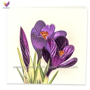 紫色鲜花quilling卡/漂亮的贺卡/纸手工卡片作为礼物