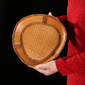 Chinese Style Handmade Bamboo Woven Fruit Plate Round Living Room Food Storage Tray Guizhou Origin - Product Image 1