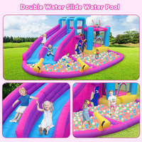 USA Stock Opblaasbare Springkasteel Binnen/Buiten met Dubbele Glijbanen, Spatbad, Nat/Droog Speeltoestel voor Kinderen