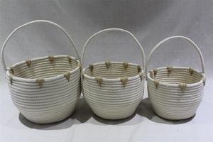 High Quality Best Price Set 3 Eco-Friendly Folding Multifunction Cotton <strong>Rope</strong> <strong>Storage</strong> <strong>Baskets</strong> Small Object Container Gift <strong>Basket</strong> - Product Image 3