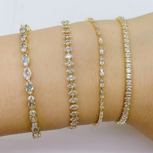 Bracelets tennis élégants en or véritable plaqué 18 carats avec zircon cubique taille marquise pour femmes, bijoux de luxe pour mariage et fêtes - Product Image 3
