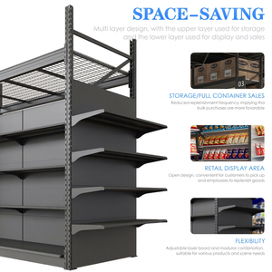 Scaffalature Gondola Nere Personalizzate per Supermercati, Espositori in Metallo per Negozi - Product Image 2