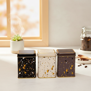 75 x 75 x 100 mm Square <b>Metal</b> Tin <b>Box</b> Set (Set of 3) Terrazo Terrazo Design - Product Image 3