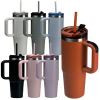 Gobelet isotherme en acier inoxydable 304 à double paroi avec logo personnalisé, couvercle à paille, sans BPA, pour voiture et voyage, 16/30/40 oz