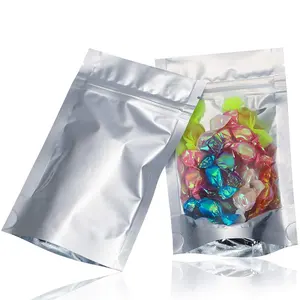 Silver Packaging Aluminum Foil Bag For Food, Aluminum Foil Mylar Pouch Ziplock Bag, Customized Resealable Mylar Bags