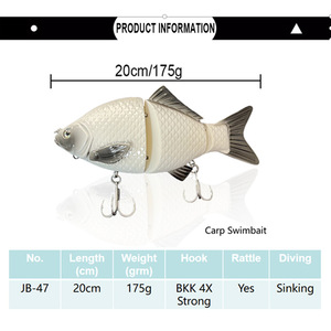 Nouvelle leurre de pêche multi-sections <span class=keywords><strong>pour</strong></span> carpes, modè<span class=keywords><strong>le</strong></span> 2026, best-seller, 20CM 175G, avec hameçon BKK renforcé 4 fois - Product Image 2