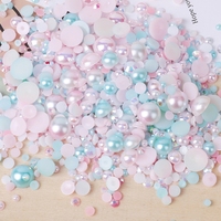 Perles en résine de tailles variées 3-10mm, semi-rondes, imitation perle plastique diamant 50G pour décorations d'ongles, accessoires de bijoux DIY