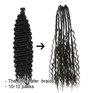 Tresses Crochet Deep Wave Twist 22 Pouces pour Boho Braids Cheveux Synthétiques Ombrés pour Tressage Fibre Basse Température Extensions pour Tresses Crochet - Product Image 2