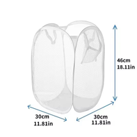 Panier à linge pliable en maille pour salle de bain, gain de place, avec poche latérale et poignées de transport