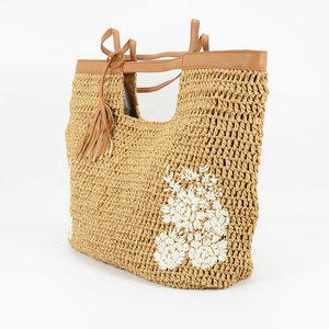 Wholesale Summer Beach <strong>Bag</strong> Paper <strong>Straw</strong> Handbags Handmade <strong>Straw</strong> <strong>Bag</strong> Large <strong>Straw</strong> <strong>Tote</strong> <strong>Bag</strong> With Embroidery and Tassels - Product Image 3