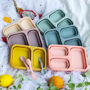 Personalizado Grande Capacidade Silicone Viagem Dobrável Dobrável Recipiente De Armazenamento Aquecedor Escola Bento Lunch <span class=keywords><strong>Box</strong></span> para Crianças - Product Image 2