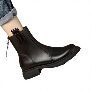 Fashion Waterproof Rubber Sole Comfort Short Ankle <b>Boots</b> for Women with Zipper Closure Thick Heel Winter - Product Image 1