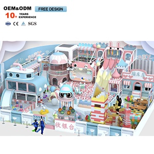 Aire de jeux intérieure en forme de château bleu et rose, labyrinthe pour enfants, équipement de parc d'aventure pour aire de jeux intérieure - Product Image 1