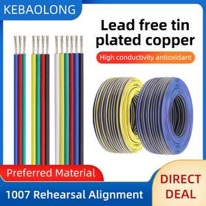 1007 20awg RGB lampu <span class=keywords><strong>LED</strong></span> Bar padat 2P sampai 6P warna kawat datar dengan isolasi PVC garis elektronik diperpanjang untuk koneksi paralel
