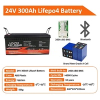 Batterie LiFePO4 24V 100Ah 200Ah 280Ah 300Ah 314Ah, pack de batteries au lithium-fer à décharge profonde, 8000 cycles