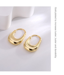 Pendientes de Aro en Forma de U, Elegantes, Minimalistas, Lisos, Modernos, Unisex, de Latón Chapado en Oro, Retro, Versátiles, Geométricos, para Fiesta - Product Image 3