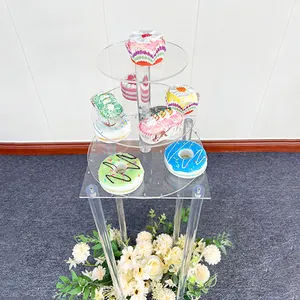 Ensemble de présentoirs à gâteaux de mariage, en acrylique, de 3, 4, 5 niveaux, tour ronde, cupcakes transparent