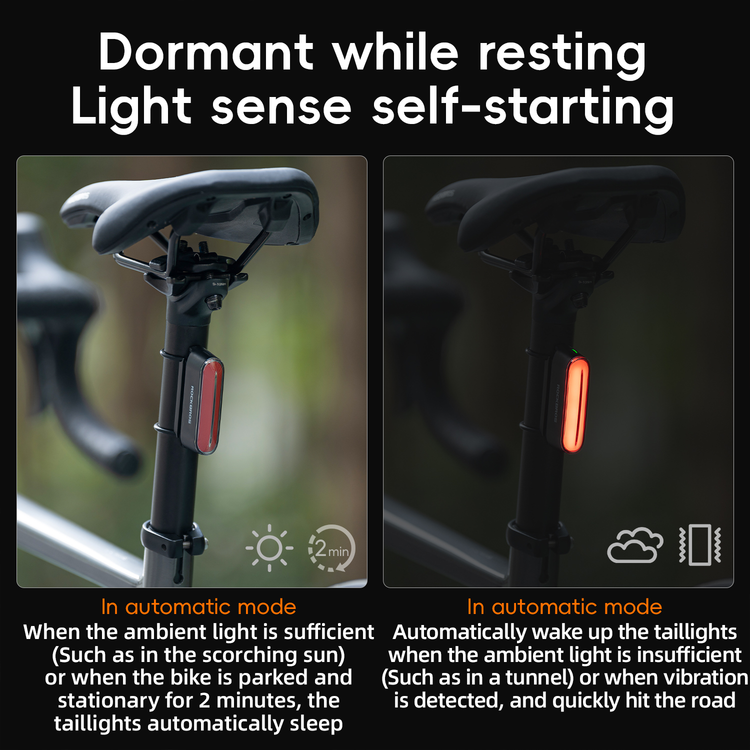 ROCKBROS Smart Mini Bike Taillight - USB Rechargeable LED ROCKBROS Smart Mini Bike Taillight - USB Rechargeable LED