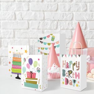 Sacchetti Regalo in Carta con Manici, Tema <span class=keywords><strong>Buon</strong></span> <span class=keywords><strong>Compleanno</strong></span>, Sacchetti Bianchi per Feste di <span class=keywords><strong>Compleanno</strong></span> e Celebrazioni - Product Image 2