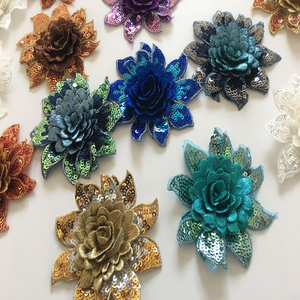 Embroidery 3 d Sequins Flowers <strong>Patch</strong> Rose Applique <strong>Lace</strong> for Dress Bag Accessories