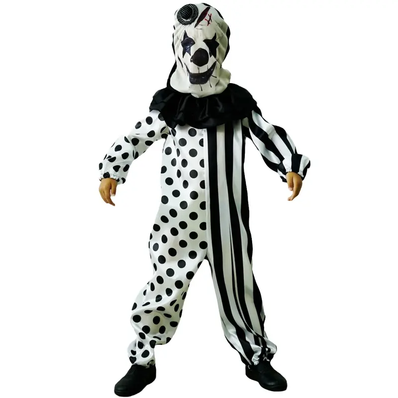 Boy's Horror Clown Jumpsuit With Mask Halloween Party Boy's Evil Clown Suit Costume