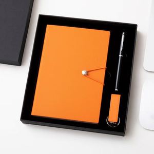 Custom Logo Luxury PU Leather Stationery <b>Notebooks</b> <b>A5</b> Business Black Journal Office Planner Gift Set Packaging With USB Drive - Product Image 1