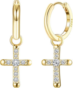 ต่างหูเงินแท้ 925 ดีไซน์ทันสมัย รูปทรงกางเขน ประดับลายพระเยซู แบบซ้อนได้ สไตล์นิรันดร์ - Product Image 3