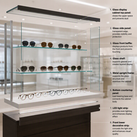 Vitrine de présentation de lunettes en verre LED personnalisée, verrouillable, pour lunettes de soleil optiques, pour boutique de détail