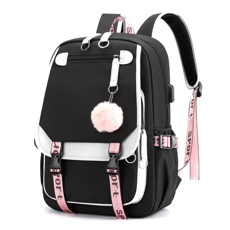 Wholesale School Backpack College Bookbag Lunch Bag Casual Travel Bags for Teen Girls and Boys with USB Charging