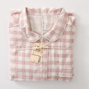 Pyjamas rayés QINGYAN pour femmes, ensemble de pyjamas en coton assortis, pyjamas pour couples, vêtements de détente à manches longues brossés pour hommes et femmes - Product Image 5