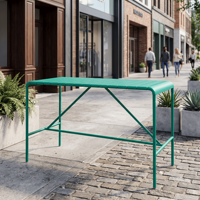 Table rectangulaire haute en alliage d'aluminium imperméable sur mesure pour mobilier d'extérieur, idéale pour les sièges de bar et les repas décontractés