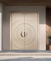 Porte d'entrée pivotante moderne en aluminium, motif de grille circulaire concentrique de style zen japonais, coupe-vent, résistante à l'eau, grande porte d'entrée double