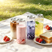 Bouteille de boisson transparente en PET de qualité alimentaire 500ml 700ml, rechargeable, pour jus et bubble tea, avec logo personnalisé imprimé en sérigraphie, vente en gros