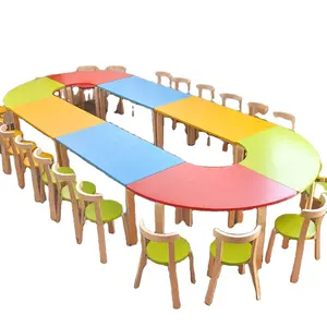 Nouveau bureau et chaise pour enfants en bois massif dans l'échantillon de Table de maternelle Carton de Table gratuit Durable moderne pour enfants 10 pièces
