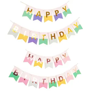 New Hot Stamping Fish Tail Birthday Flag Party Supplies Layout Creative Happy Birthday Letter Colorful Banner