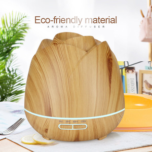 Rose Aroma Diffuser 400Ml Wood Grain Ultrasonic <b>Humidifier</b> With Led Light For Home Aromatherapy - Product Image 3