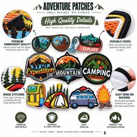 Patch brodé thermocollant pour le camping, la randonnée, l'aventure en plein air, l'exploration en montagne et les tentes