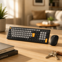 Clavier et souris sans fil 2,4 G USB ultra-mince avec 86 touches biseautées, kit clavier et souris USB multimédia, nouveau clavier à membrane pour le bureau