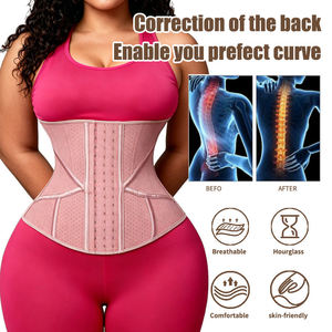 Ceinture de maintien de la taille en latex avec 19 baleines en acier Langqin # 3533 - Corset gainant élastique long pour femme, contrôle du ventre - Product Image 4