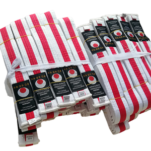 Cinturón de Artes Marciales Unisex para Niños, Tela de Poliéster y Algodón, Interior de Fieltro, Cinturón de Karate con Franja de Color, Etiqueta Personalizada OEM - Product Image 1