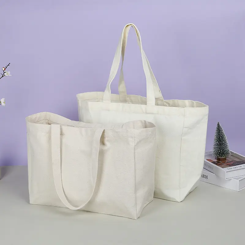 Vente en gros de sac fourre-tout simple écologique personnalisé sac à provisions en toile de coton avec logo personnalisé