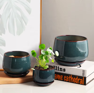 Vente en gros de pots de fleurs en céramique 3 pièces à prix avantageux Décoration de bureau - Product Image 2
